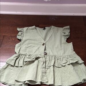 Green Ruffled womens Top